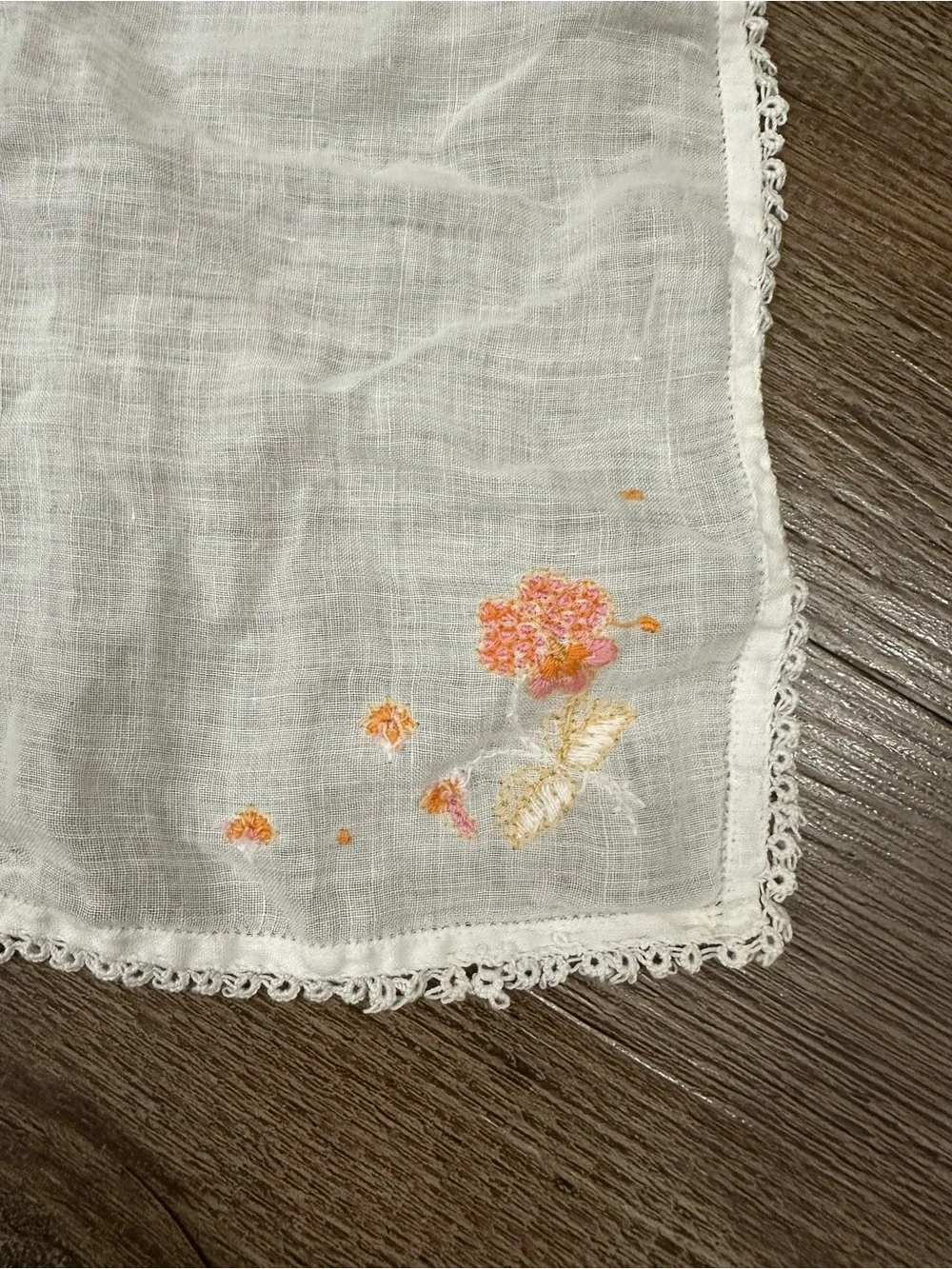 5 Vintage Embroidered Floral Handkerchiefs - White & Pastel Accents